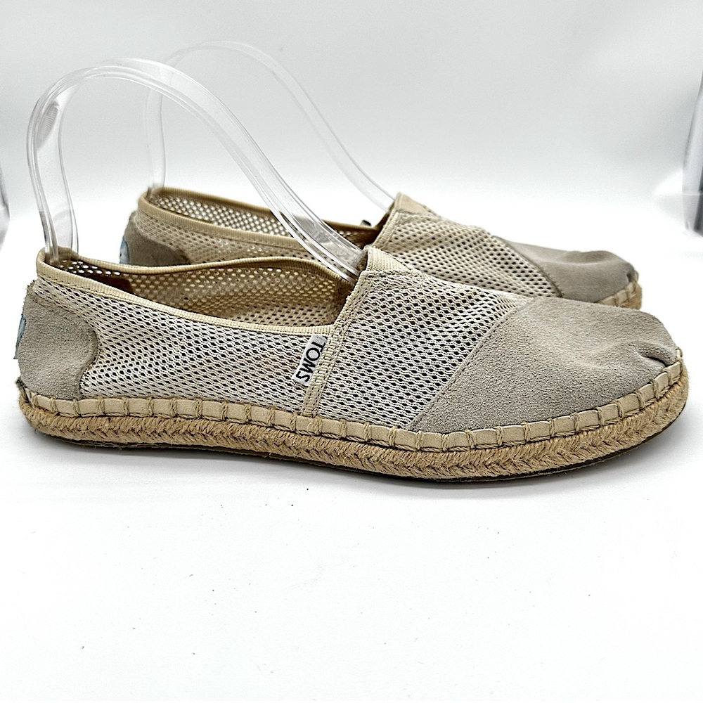 TOMS Classic Mesh Slip On Espadrille Flats Beige Womens 8.5‎ Casual - Picture 13 of 13